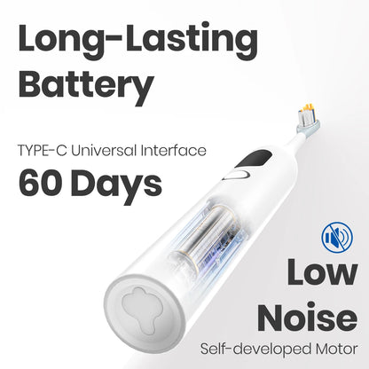 Dr.Yadent Sonic Vibration Sweeping Electric Toothbrush LED Monitor 5 Modes Airplane Mode for Travel Silicone Coated Brush Head