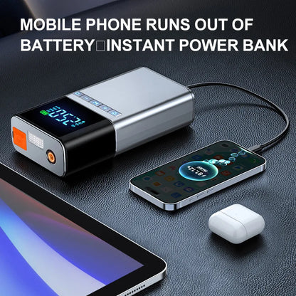 Multi-Function Portable Car Jump Starter & Air Compressor, 2-in-1 Emergency Battery Booster with Tire Inflator
