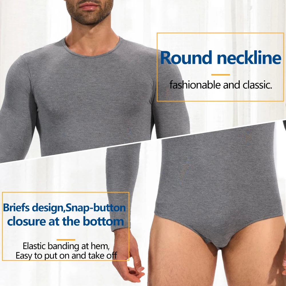 Mens Long Sleeve Bodysuit Full Body Shaper Romper Pajamas Waist Trainer Slimming Shapewear Tummy Control Underwear Undershirts