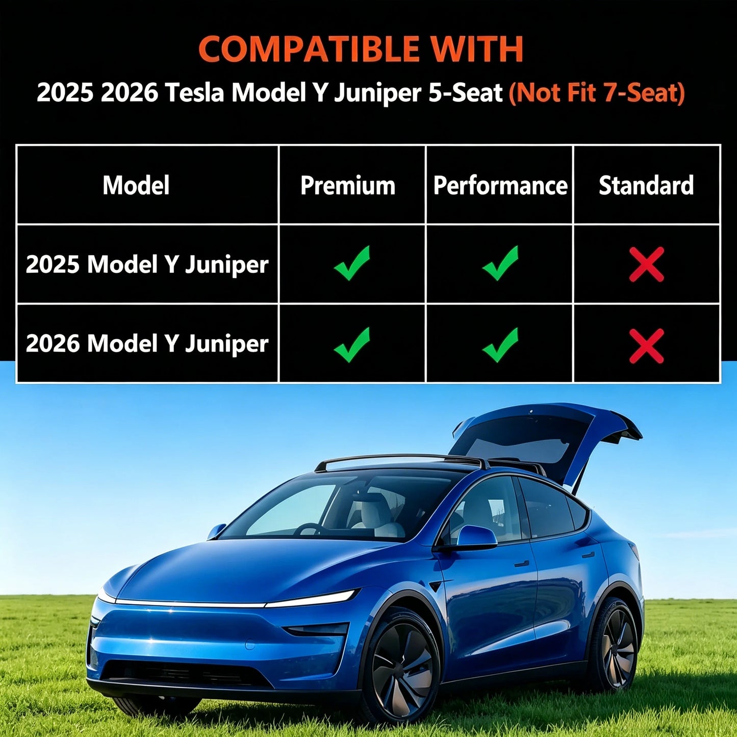 For New Tesla Model Y Launch 2025+ Juniper 2025+ TPE Floor Mats & Cargo Liner, All Weather Trunk Mats Floor Liner Backrest Mats