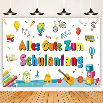 Welcome Back To The School Blackboard, Pencil Banner Backdrop, Holiday Education Theme Decoration, Photography Background Cloth