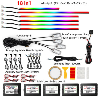 22in1 Symphony Car Ambient Light RGB 213 Color Universal Car Accessories Interior LED Lights Strip Acrylic Backlight Guide Light