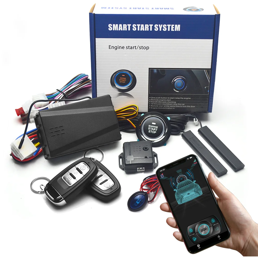Remote Starter and Car Alarm Smart App Remote Start Stop System for Cars Engine Push Start System with Auto Ignition Button