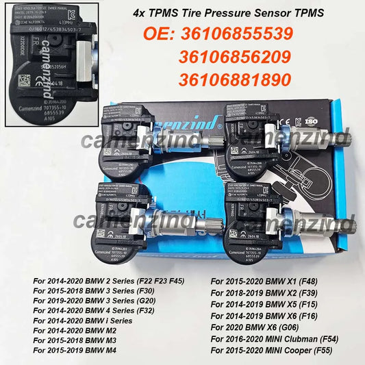 4x TPMS Tire Pressure Sensor 433MHz 36106855539 36106881890 36106856209 6881890 6881891 73901027 70735510 For BMW 2 3 4 i Series