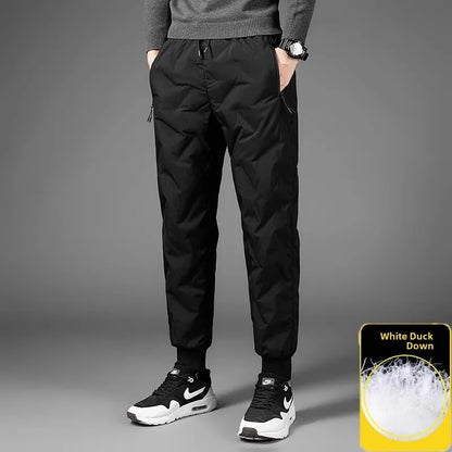 TUCANO Men's Thickened down Cotton Pants Outdoor Winter Sports Wearable Long Trousers Youth Casual Straight Leg Multi Pocket