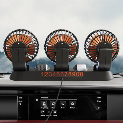 12v Automotive fan Car Fan 24v 360° Adjustable 3 Head Air Fan Low Noise Multifunctional Temporary Parking Card Auto Vehicles fan