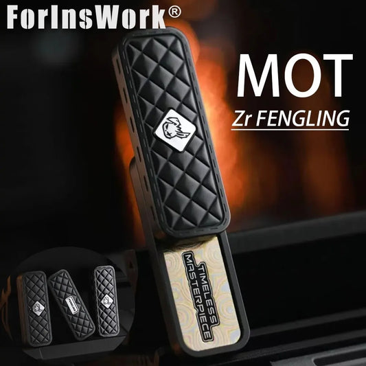 MOT Zirconium Mokume Patch FENGLING Tuning Fork Mechanical Push Slider Fidgets Slider Office Toys Fidget Slider Metal