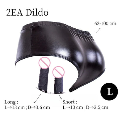 Erotic Bondage Harness Panties with No Vibration Silicone Dildo Vaginal Anal Plug for Women Intimate Strap-on Chastity Pants