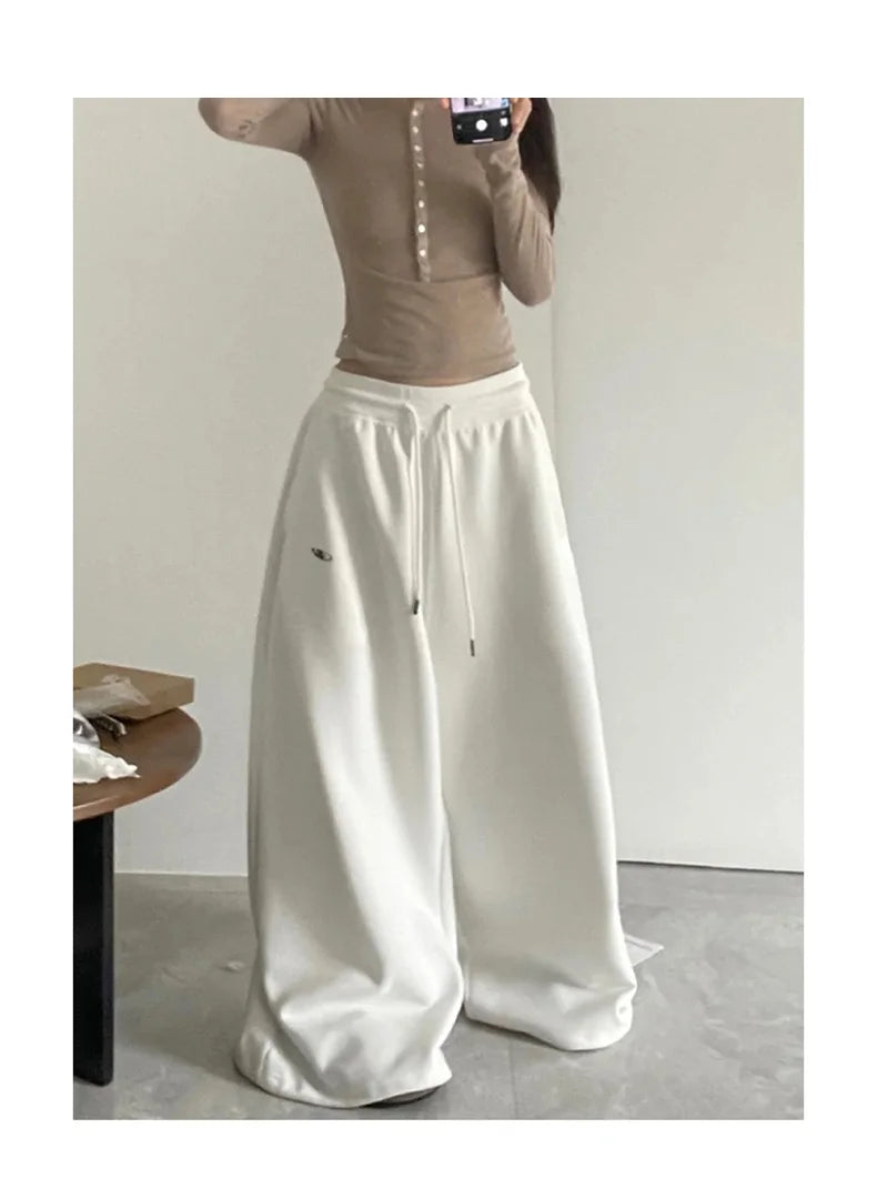 American Style Lazy Girl Sports Pants Women High Waist Loose Slimming Casual Wide Leg Pants Fall New Arrival Small Size