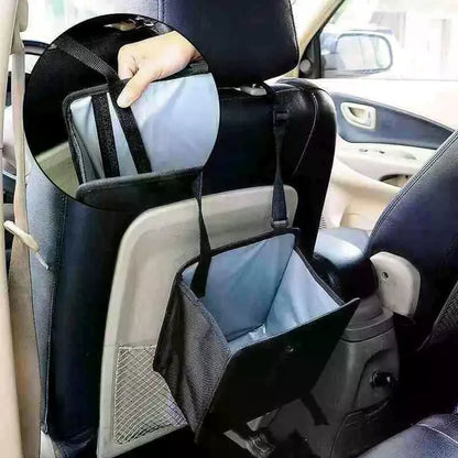 1pc Durable Oxford Cloth Car Trash Can - Multi-functional Folding Hanging Storage Bag, Zipper Compartment, Practical Design