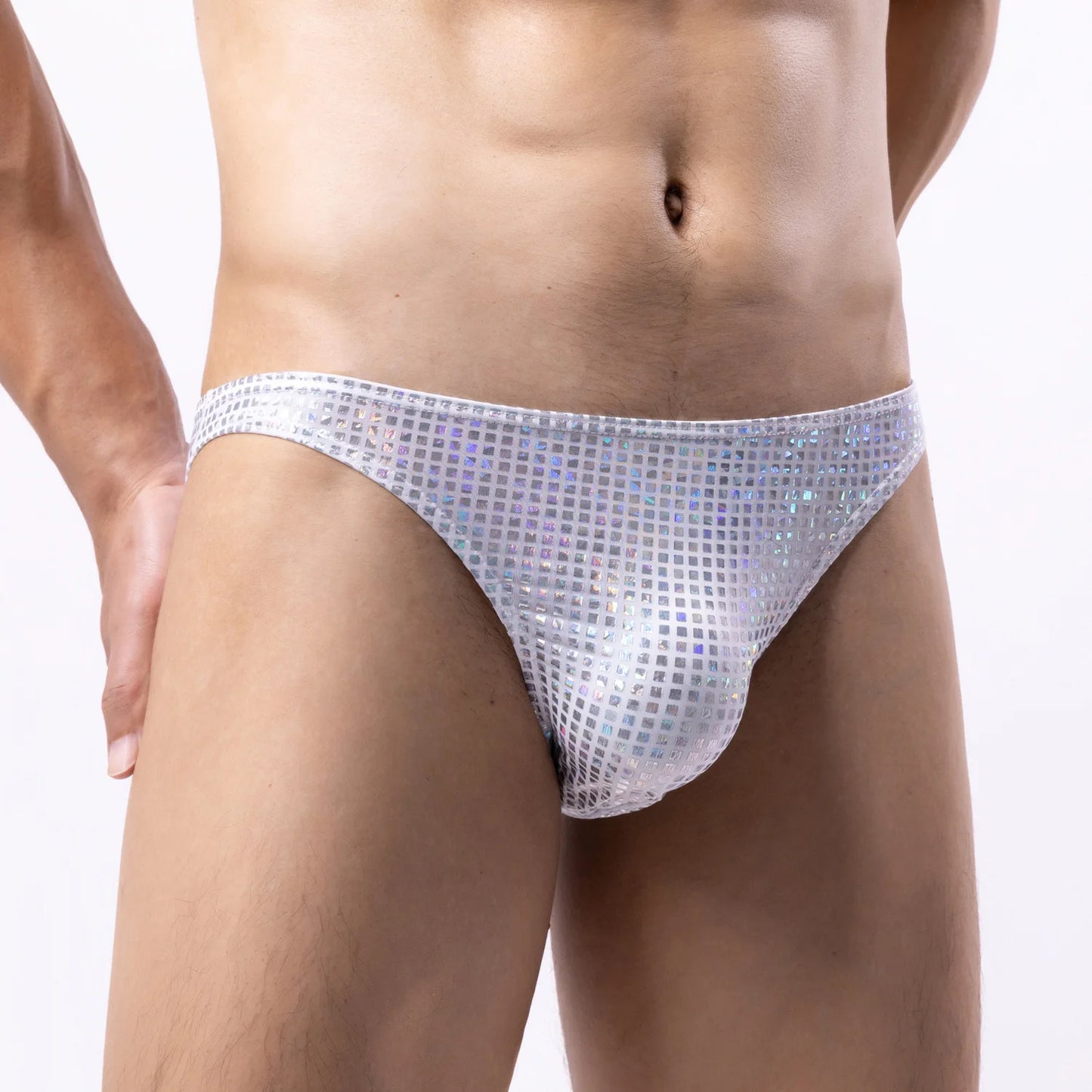 Men's Sexy Shiny Sequin Briefs Fashion Glitter Design Soft Skin-Friendly Breathable Comfort Nightclub Party Underwear