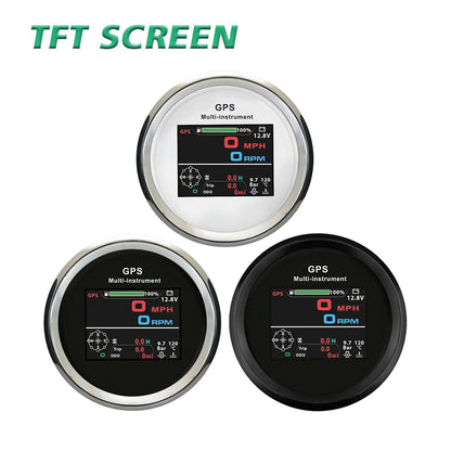 Rhaxel 10 in 1 Multifunction Gauge Digital 85mm GPS Speedometer with RPM Fuel Level Oil Pressure Voltmeter Gauge for Car Marine