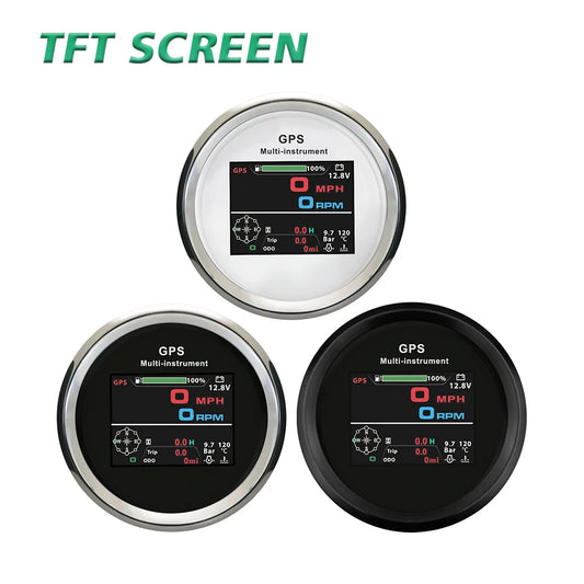 Rhaxel 10 in 1 Multifunction Gauge Digital 85mm GPS Speedometer with RPM Fuel Level Oil Pressure Voltmeter Gauge for Car Marine