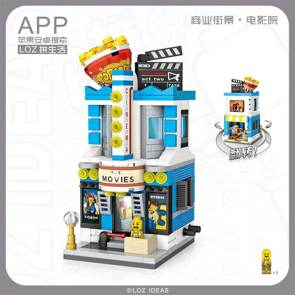 LOZ Blocks FUN Ideas Mini Street Store Toy Small Flower Pisa Shop Brinquedos MOC City House Food Building Bricks Girl Gifts