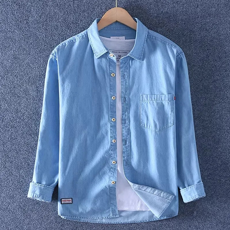 Casual Loose Men's Long Sleeve Denim Shirt Youth Trend Breathable Comfortable Workwear Resistant to Wear And Dirt Spring Autumn