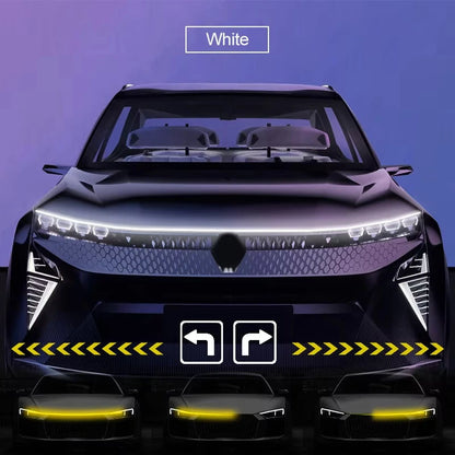 12V Car Daytime Running Light DRL With Turn Signal Lamp New LED Car Hood Decorative Light Strip Start Scan Dynamic Ambient Light