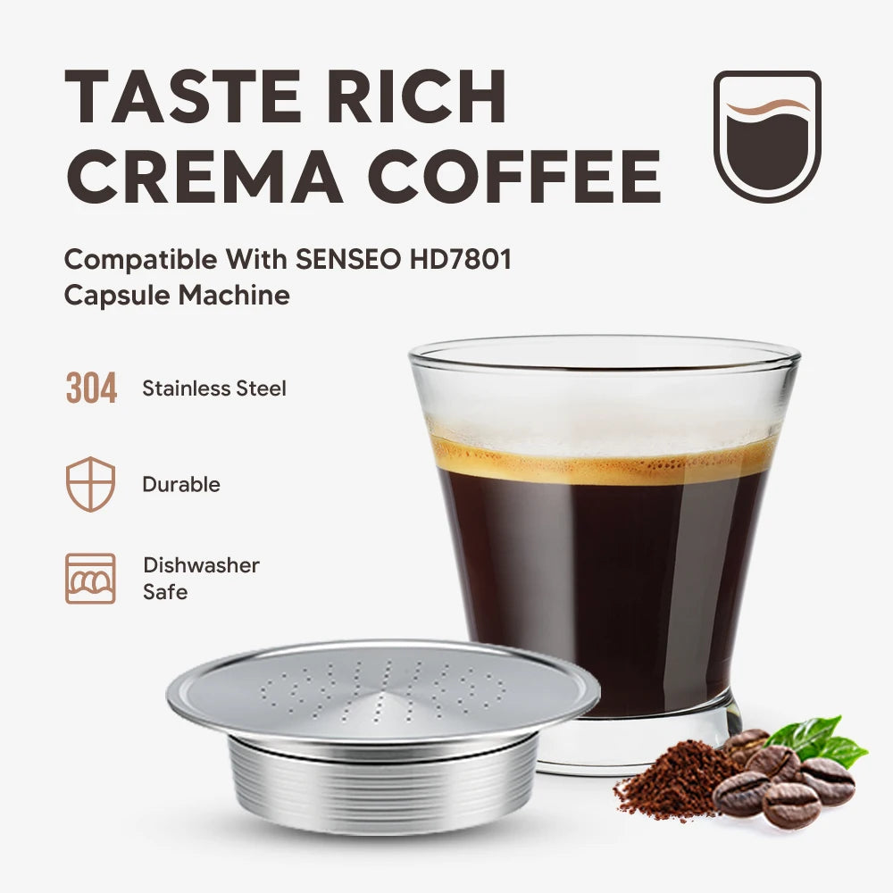 Reusable Coffee Capsule Pods for Senseo HD7801 Rich Crema Refillable Filters Cup Stainless Steel Metal Coffee Accessories