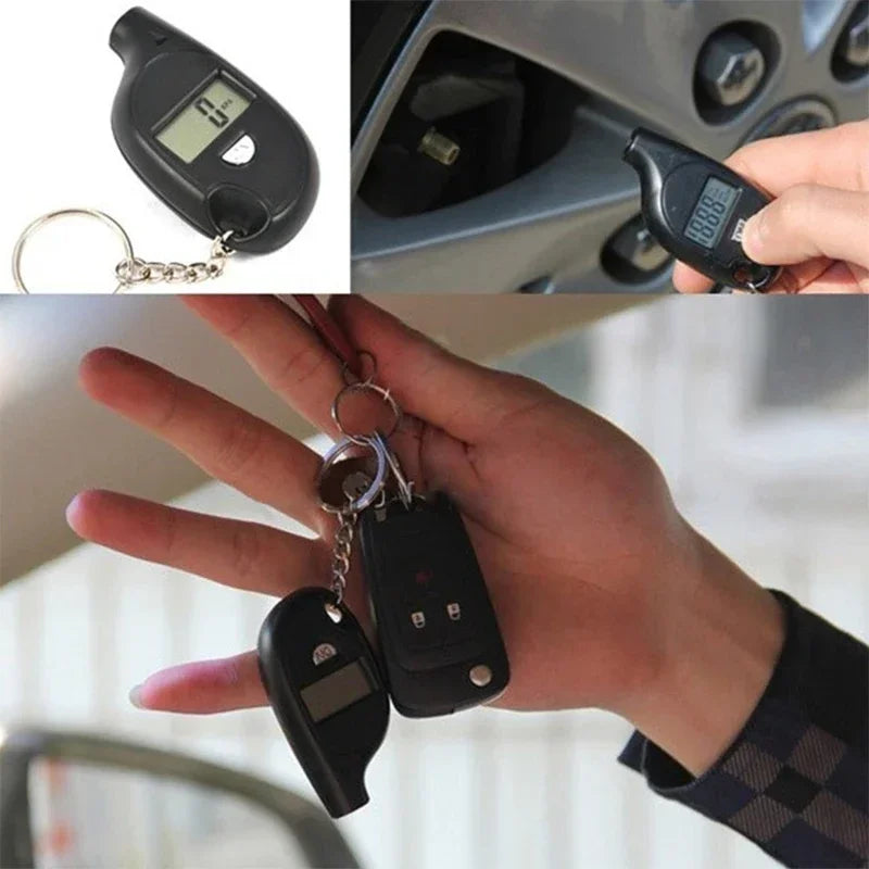 1-4Pcs Keychain Style Tire Gauge Digital Lcd Display Tester Gauge Car Tire Pressure Test Meter Car Motorcycle Tyre Diagnostic