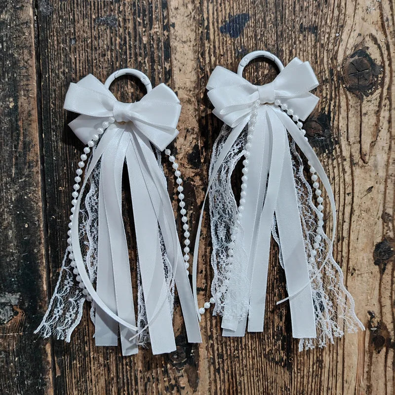 1Pair Fashion Lace Bow Boot Charms Tassel Ribbon DIY Shoe Charms Decor Removable Boot Accessories for Hat Hair Clothing