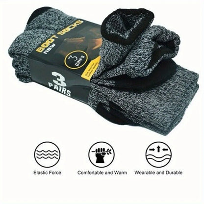 3-6 pairs of men's winter heavy-duty warm cotton boots and work socks