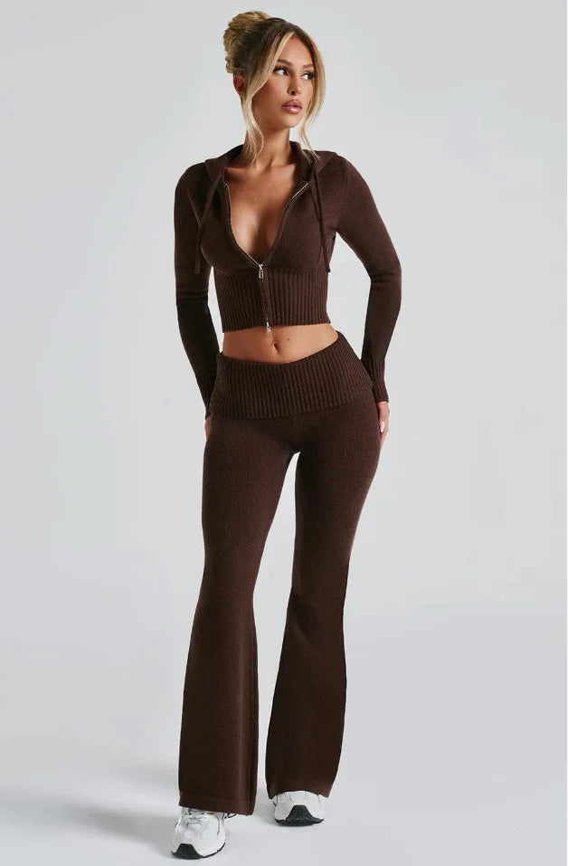 Spring New Women's Clothing Slim-fit Short Hooded Top Casual Pants Fashion Suit Women's Two-piece Set