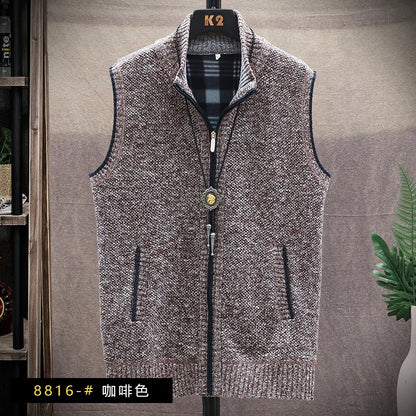 Sweater Cardigan Vest Men's Wear Fall and Winter Knitwear Warm Padded Thickened Jacket Zip Knittwear Harajuku