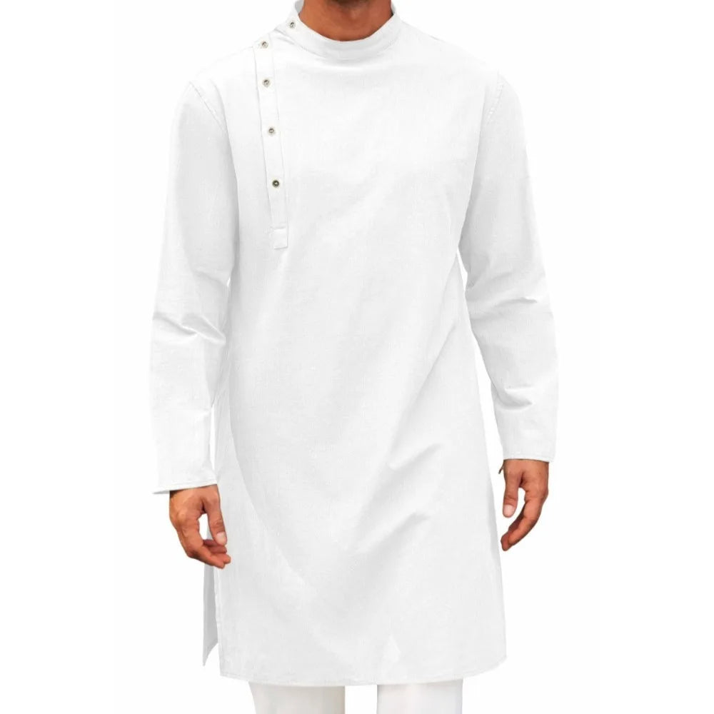 Mens Arab Long Shirt Traditional Muslim Thobe Kaftan Casual Wear Muslim Fashion