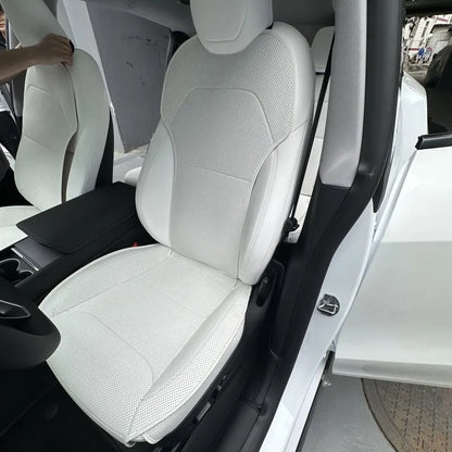 For New Tesla ModelY Juniper 2025  PU Seat Cushion Punching Breathable Universal Split Car Seat Protector Interior Accessories