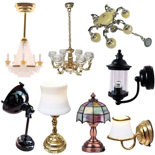 1:12 Scale Dollhouse Miniature Desk Lamp LED Lamp Wall Light Lamp CeilingLamp Doll Decor Toy Doll House Decoration Accessories