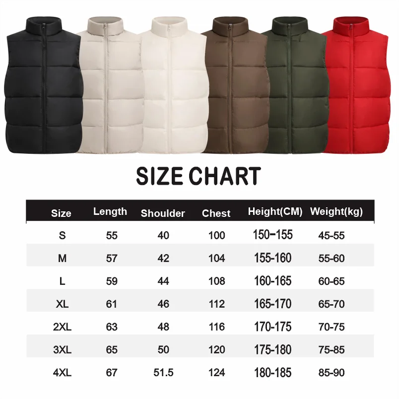 Customize Your LOGO Men's Sleeveless Vest Jacket Down Windproof Jacket Solid Color Warm Winter Coat