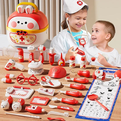 Doctor Toys with Light Hospital Dentist Play Set Doctor Role Play Costume Kit Children Suitcase Educational Gift for Kid 3 Years