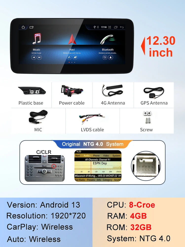 STWEI 2024 New Car Multimedia Wireless Android AUTO CarPlay 10.25inch 12.3inch Screen For Mercedes Benz GLK X204 2010 2013 2015