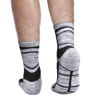 YUEDGE Men's Outdoor Recreation Hiking Socks, Moisture Wicking Cotton Padded Work Boot Socks for Men, 5 Pairs/Pack