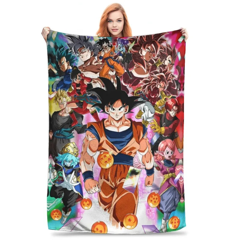 Dragon Ball Blanket Anime Goku Pattern Soft Throw Blankets for Bed Bedroom Quilt Air Conditioning Personalised Warm Bedspread