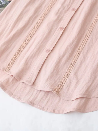 Slimming Short Sleeve Shirt for plus Size Women Stylish French Style Loose Fit Summer Top Single Button Closure Regular Length