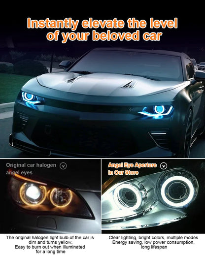2PCS RGB Cotton LED Angel Eyes Halo Rings 60mm 70mm 80mm LED Headlight Lamps For Car UTV Motorcycle DRL Eyes APP Control 12V 24V