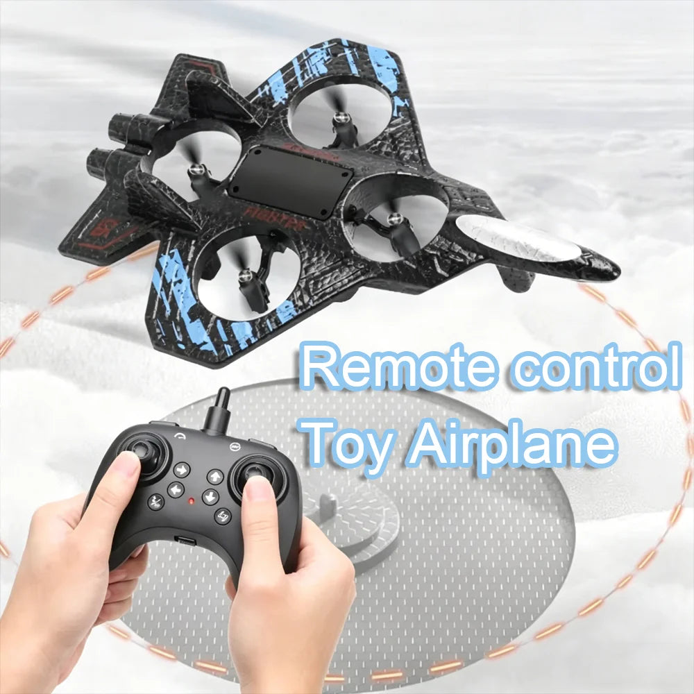 2.4G RC Fighter Jet Electric Glider Airplane Stunt Tumbling Aircraft with Colorful LED Lights Outdoor Flying Model Toy for Kids