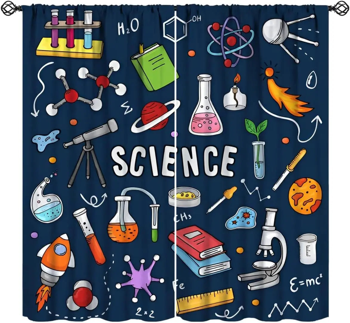 Fun Math Blackout Curtains, Mathematics Formula Learning Knowledge Educational Window Drapes for Kids Learners Bedroom Living