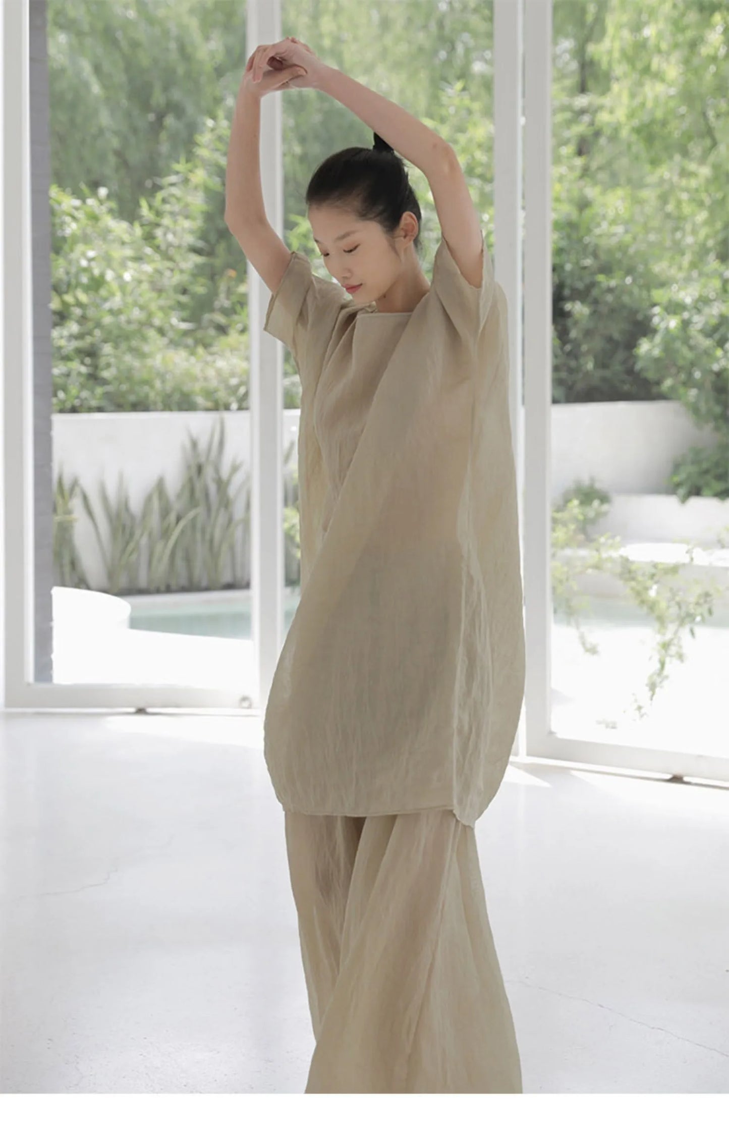 New Women's Chinese Zen Cotton Linen Shirt Drifting Silk  Wide Leg Pants Three Piece Set Summer Season Fashion Trend
