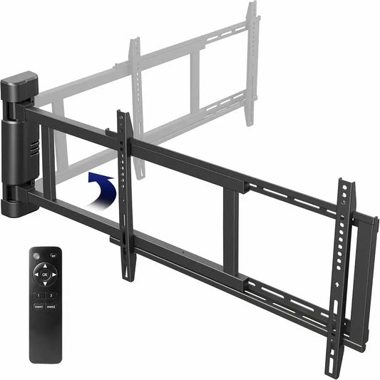 Steel Low Profile Electric TV Wall Mount for 32 to 75 inch LCD LED Plasma Screens, Motorized Swing TV Bracket with 90 Degree Swi