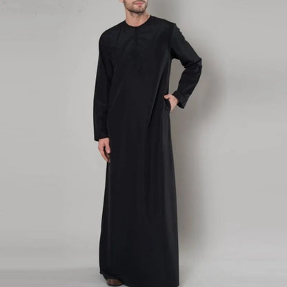 2025 New Muslim Arab Dubai Mens Loose Robe Zipper Shirt Ethnic Clothing