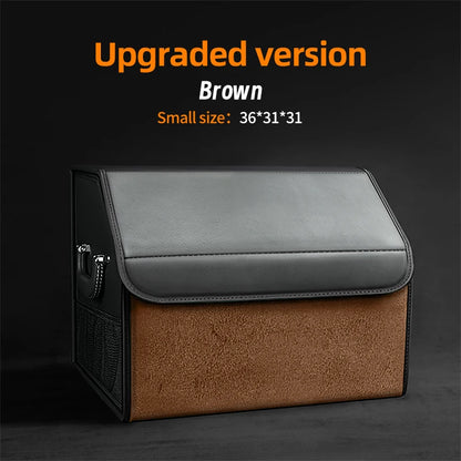 Car Suede Trunk Organizer Large Capacity Leather Foldable Storage Box Portable Multifunctional Tool Organizer Car Accessories
