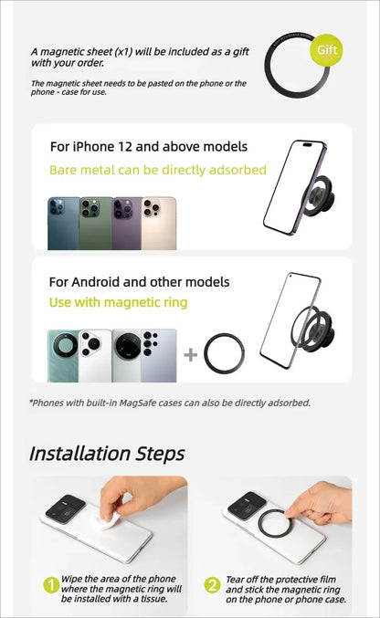 TEMAI A-Pillar Traceless Magnetic Floating Mount for Tesla Model 3 Highland Model Y/YL Juniper, Stylish Phone Mount
