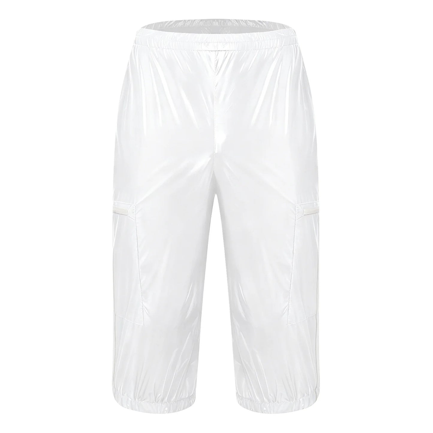 Mens Waterproof Jogging Pants Shiny Y2K Track Baggy Glossy Pants Hip Hop Dance Trousers Quick-dry Swim Shorts Sports Swimsuit