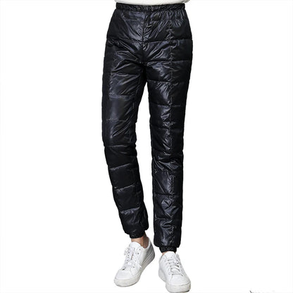 Men's High Waist Thickened Slim Fit Large Size down Pants Outdoor Youth Inner Wear Cotton down Pants Winter Thick