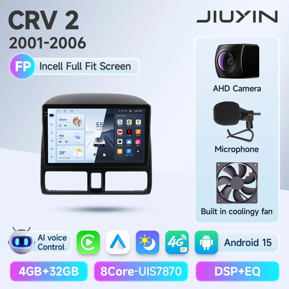 2din Car Radio For Honda CR-V CRV 2001 2002 2003 2004 2005 2006 Automotive Multimedia Video Player Navigation GPS Carplay Radio