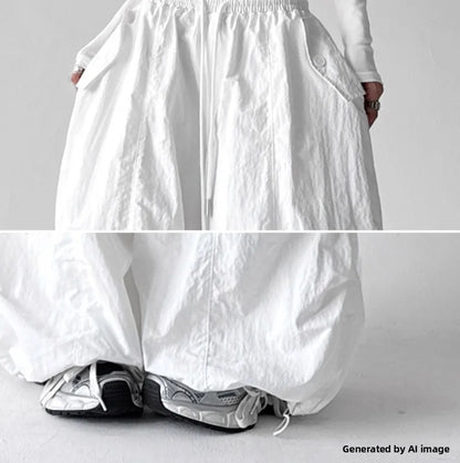 American Style High Waist Quick Dry Wide Leg Pants Women's Spicy Girl Slimming Casual Paratrooper Workwear Trendy White
