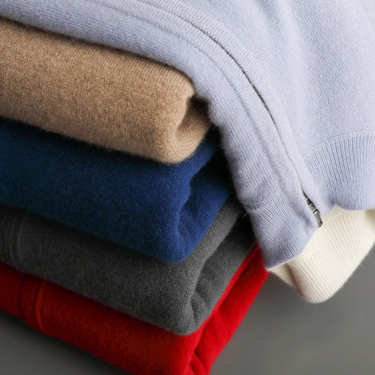 Autumn And Winter New Men's 100% Pure Wool Double-Sided Zipper Cardigan Coat Thickened Knitted Sweater Collar Coat