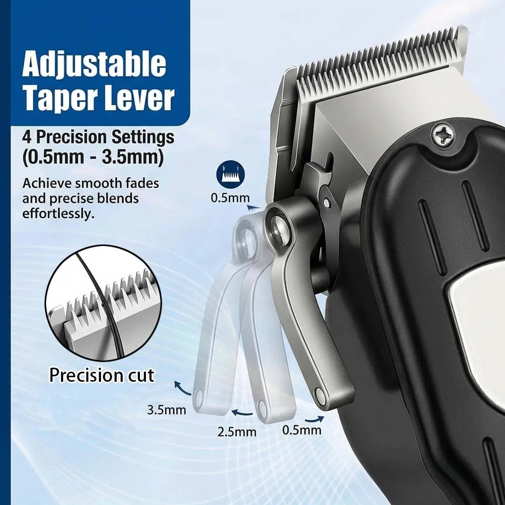 Professional Cordless Hair Clipper Set for Men Rechargeable Electric Hair Trimmer with LED Display Grooming Kit with Accessories