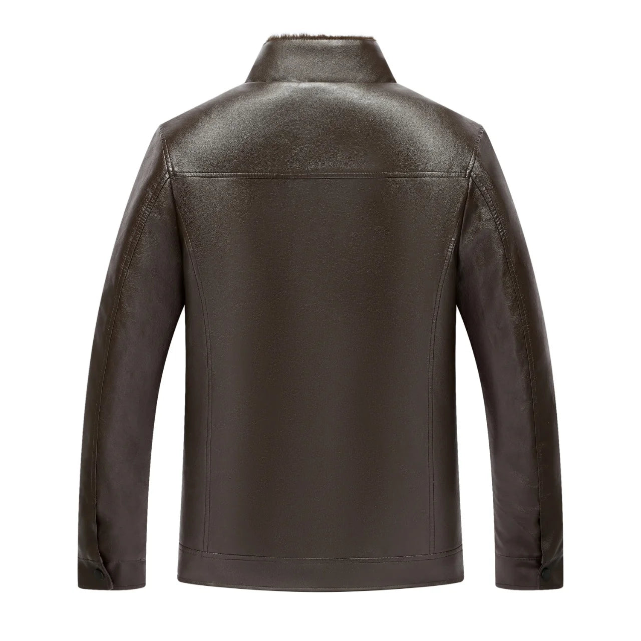 Men's Winter Thickened Stand-Collar Light Business Pu Leather Jacket